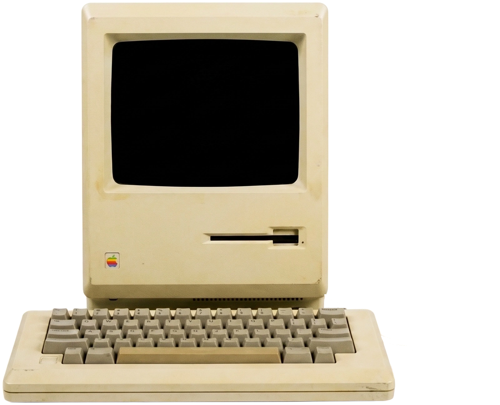 Macintosh clásico con el escritorio de Whiteblock en pantalla
